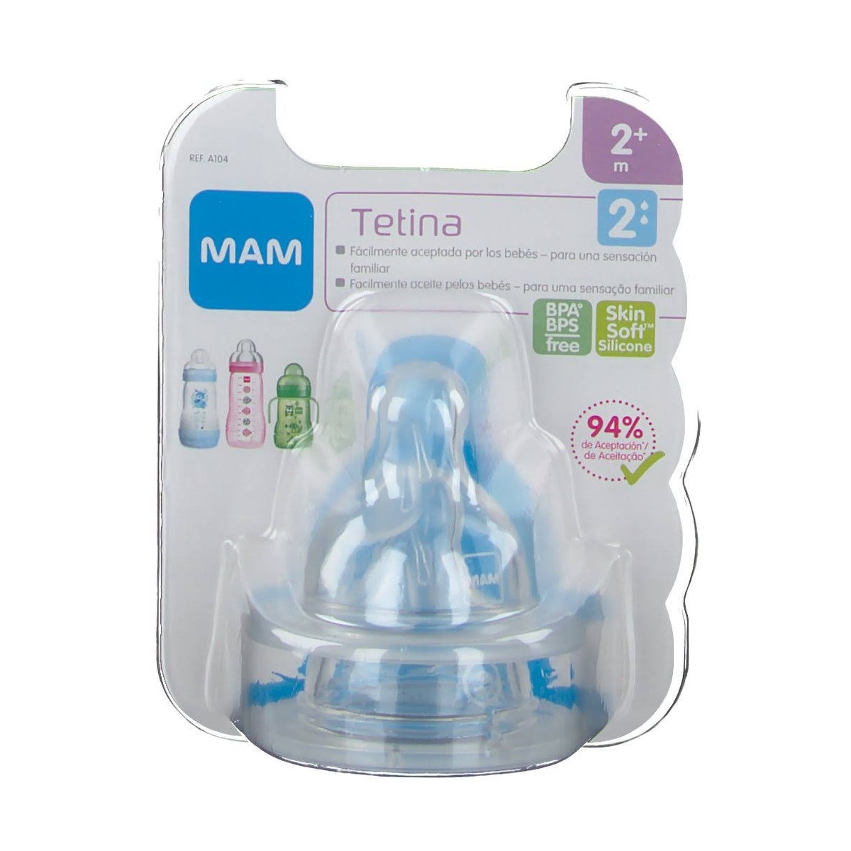 TETINA SILICONA MAM TEAT 2 FLUJO MEDIO 2M