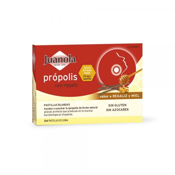 JUANOLA PROPOLIS PASTILLAS REGALIZ Y MIEL  24 PASTILLAS
