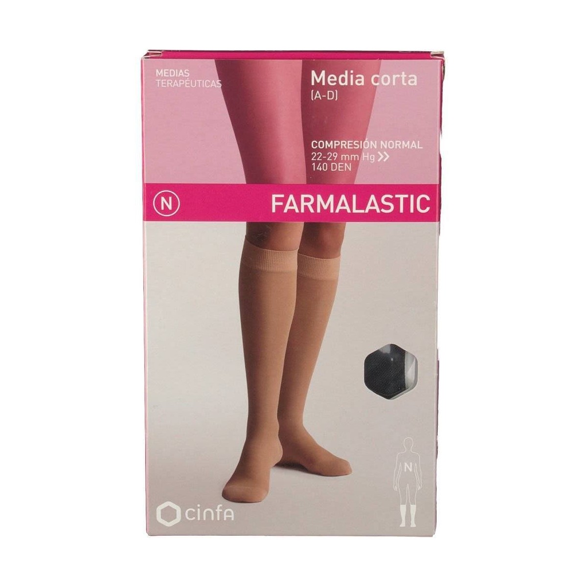 MEDIA CORTA AD COMP NORMAL FARMALASTIC NEGRA T...