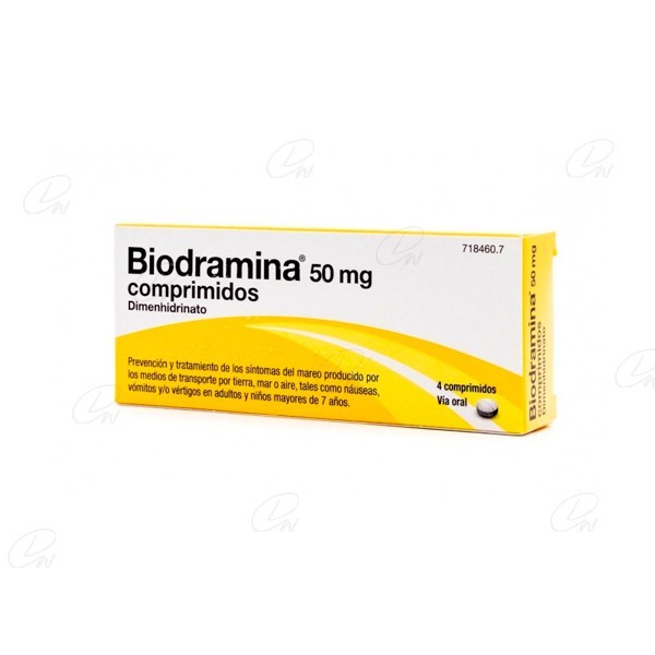 BIODRAMINA 50 mg COMPRIMIDOS 4 comprimidos