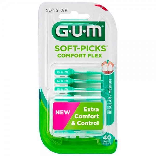GUM SOFT PICKS COMFORT FLEX 40U MEDIUM