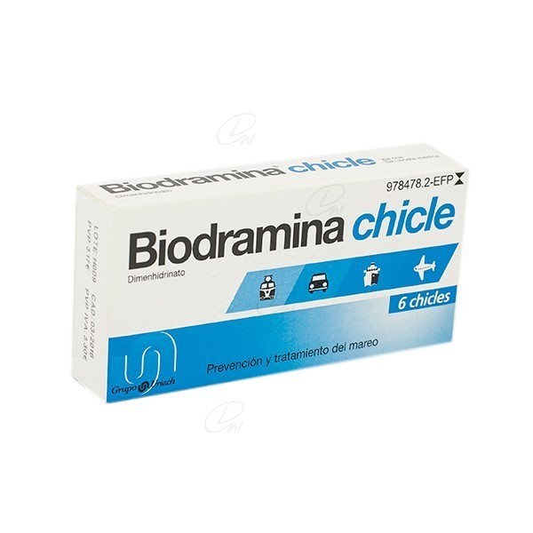 BIODRAMINA 20 mg CHICLES MEDICAMENTOSOS 6 chicles