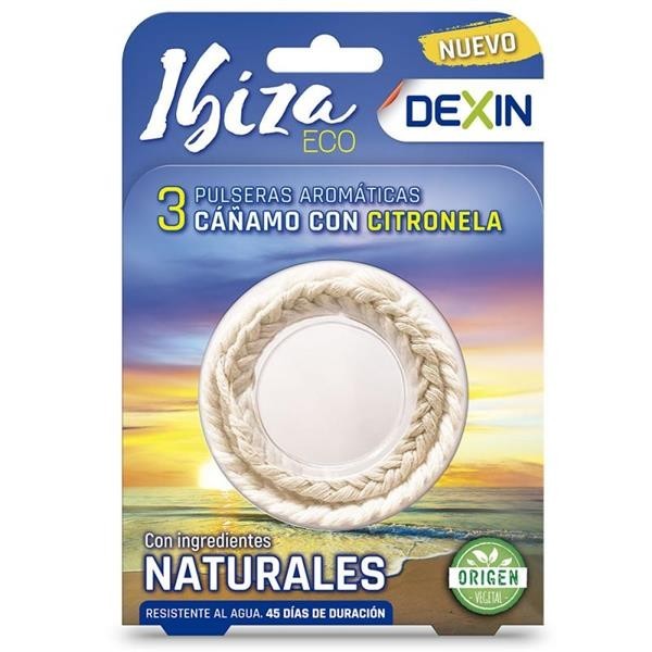 DEXIN IBIZA PULSERAS CAÑAMO CON CITRONELA 3 UNIDADES