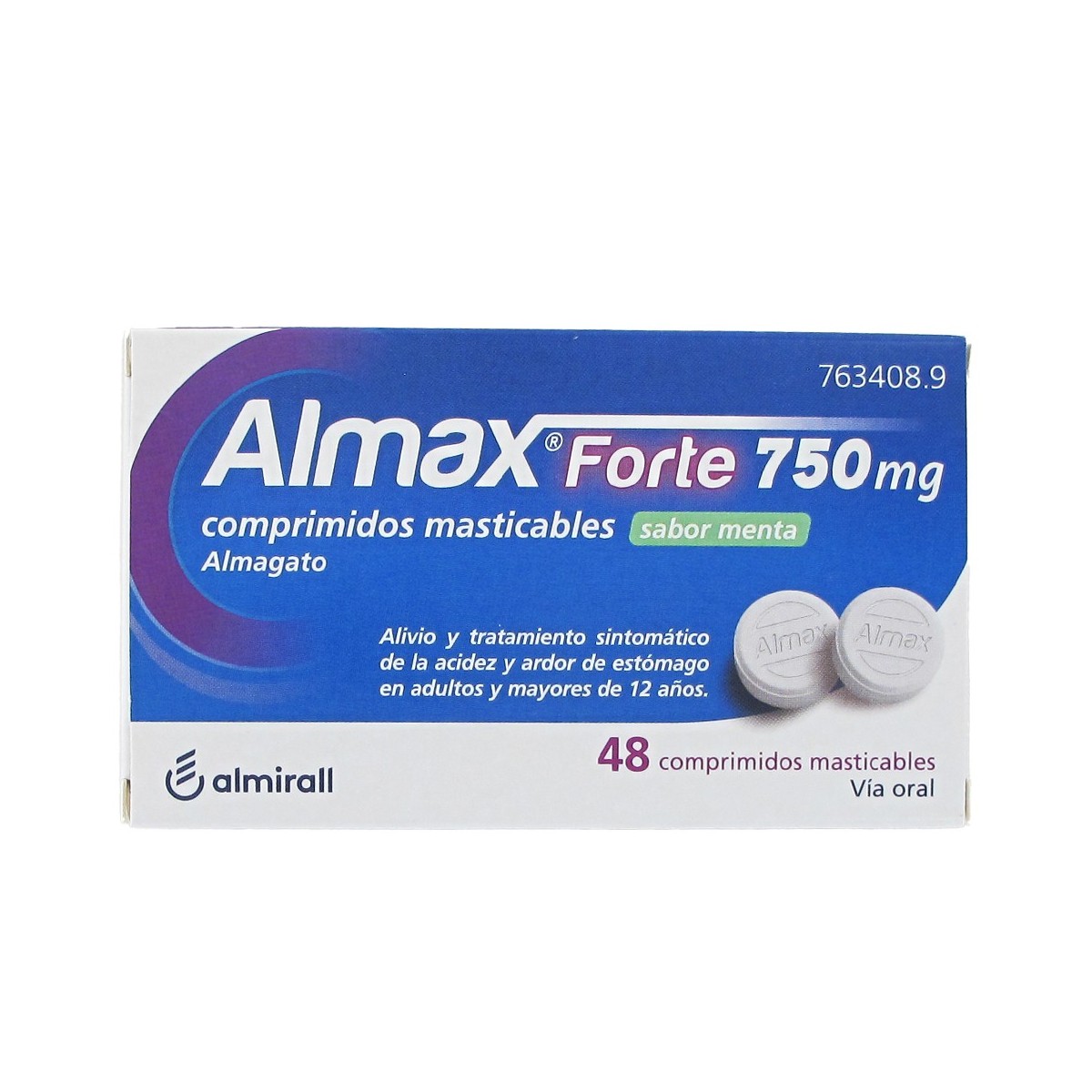 ALMAX FORTE 750MG 48CMP SABOR MENTA