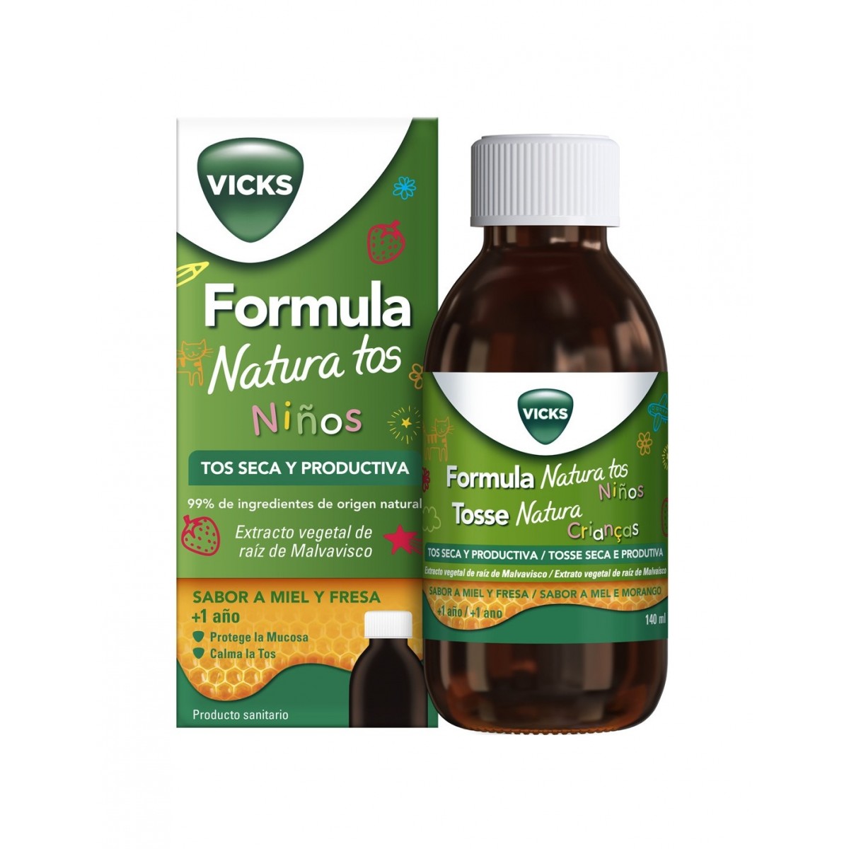 FORMULA NATURA TOS NIÑO 140ML SABOR MIEL Y FRESA