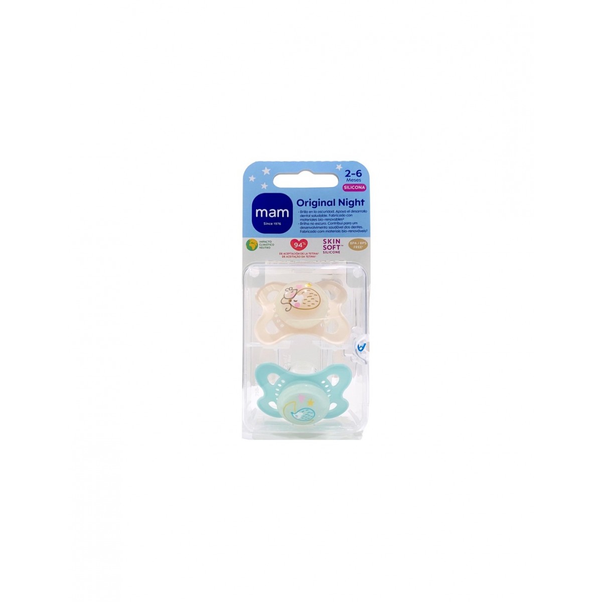 CHUPETE MAM SILICONA ORIGINAL NIGHT 2-6MESES...