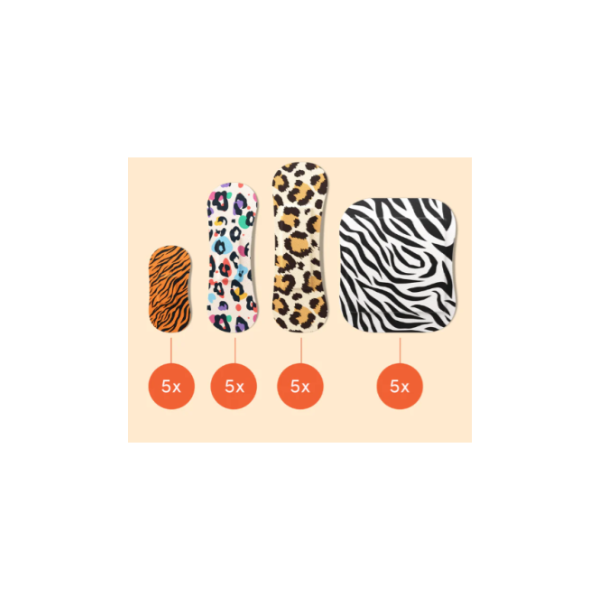 WILD STRIPES TIRITAS ANIMALES PRINT 20 UNIDADES