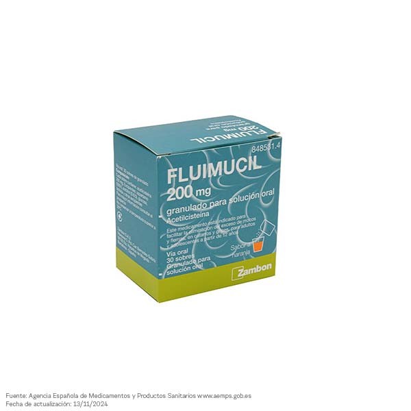 FLUIMUCIL 200 mg GRANULADO PARA SOLUCION ORAL 30 sobres
